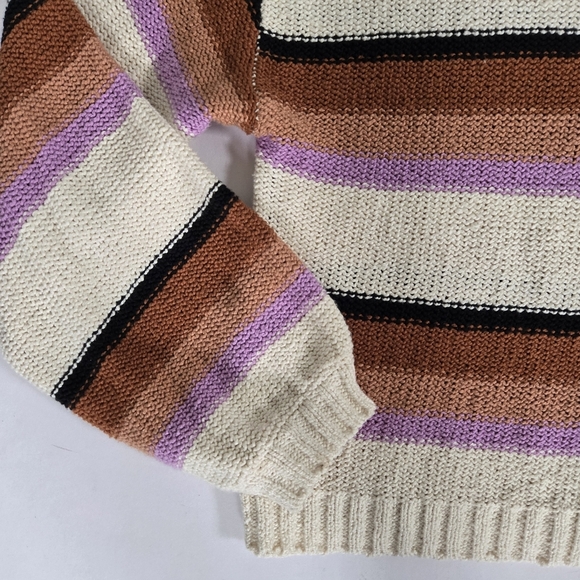 Billabong seeing double retro colors striped crew neck sweater sz Large - Picture 2 of 7